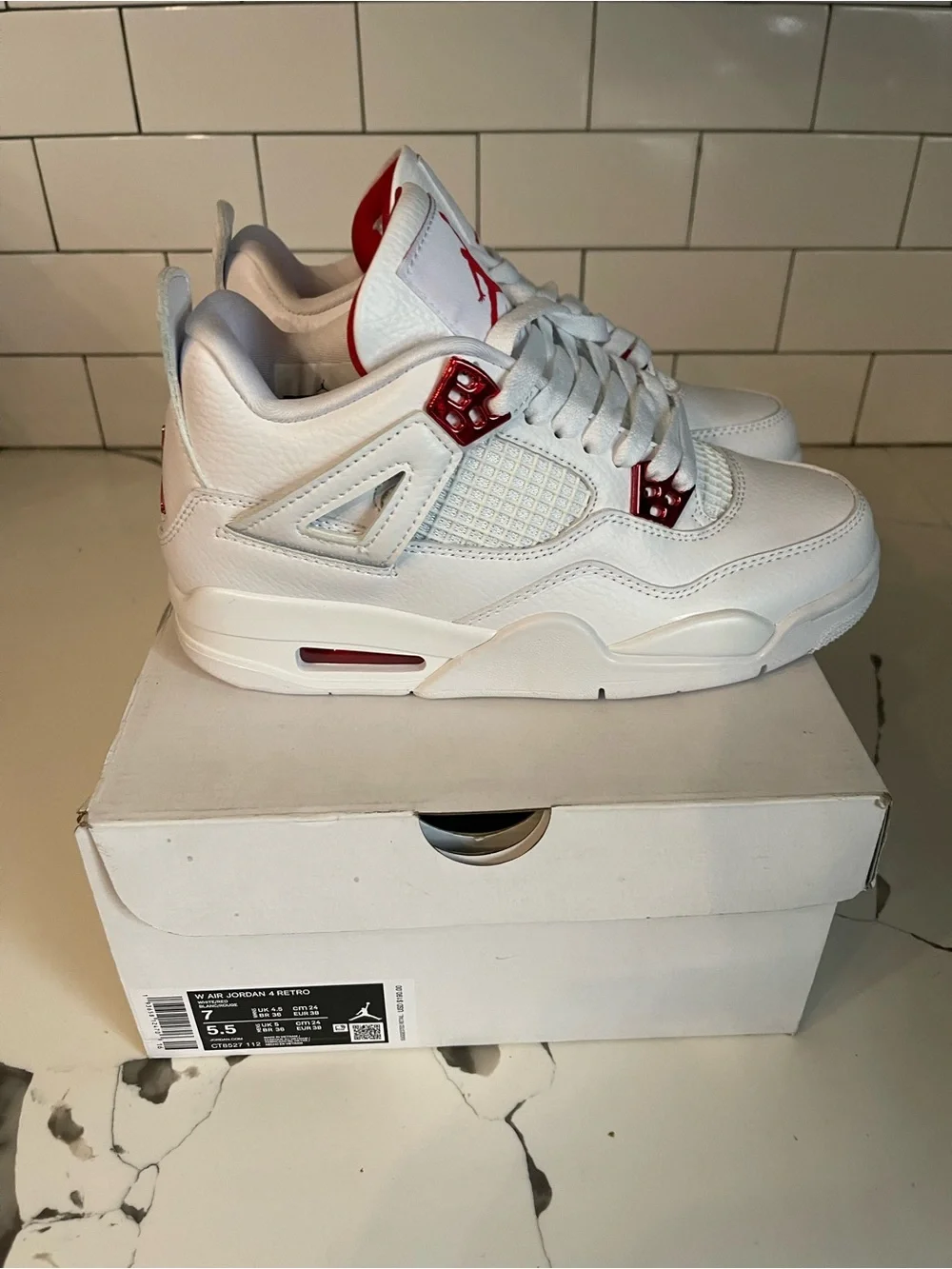 Mens Retro 4 Red Metallic Size 5.5.